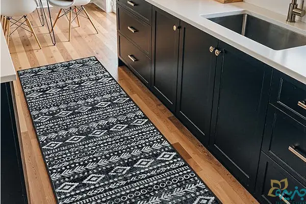 kitchen-rug-black-white-cabinets